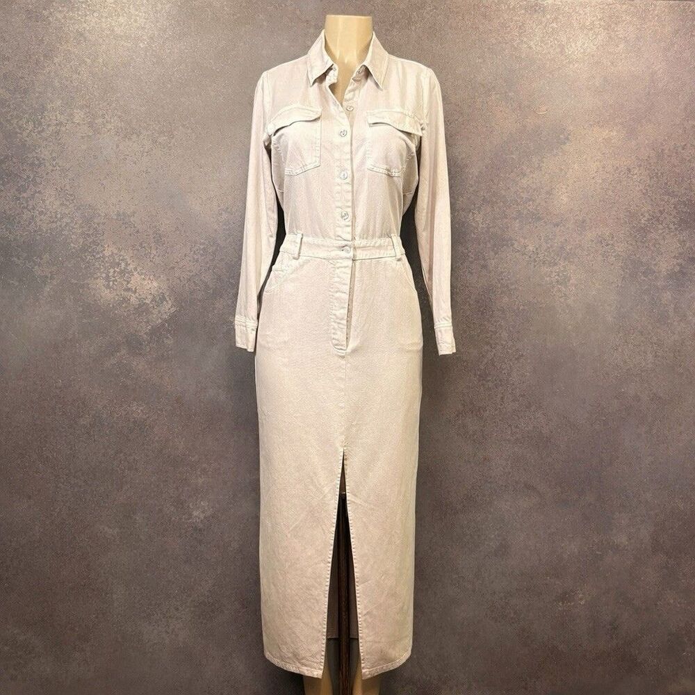 Young Fabulous & Broke Utility Denim Painter Shirt Dress Eggshell S NWT
